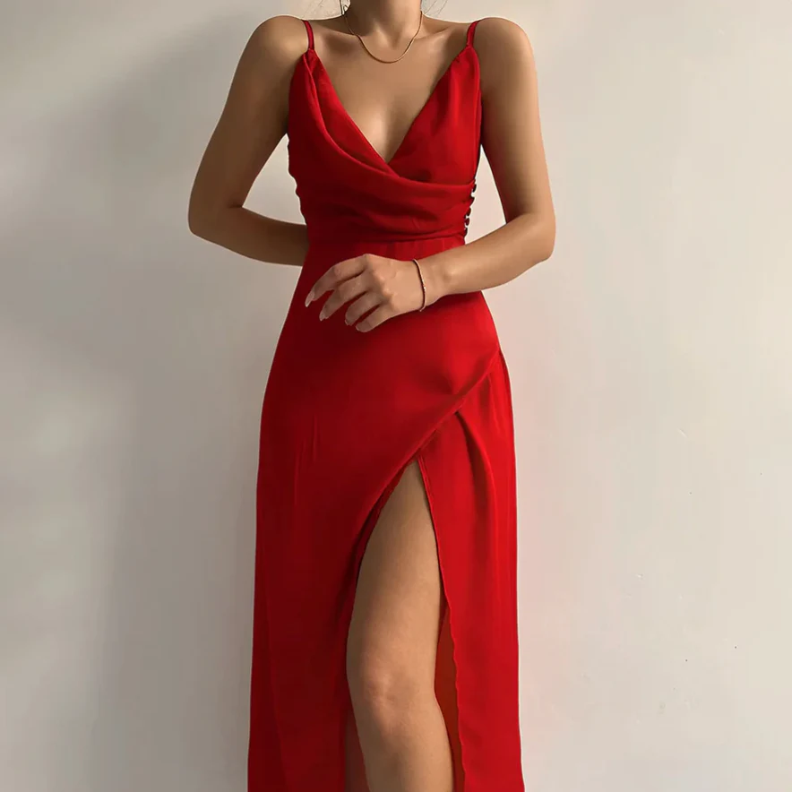 Vivian | Vestido con Escote en V y Abertura - Imagen 3
